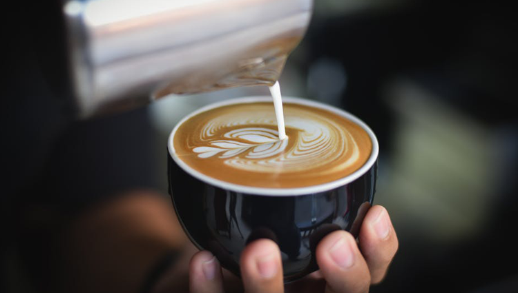 Barista made coffee in a designer workplace