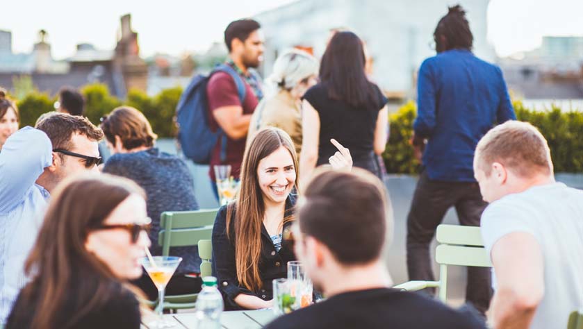Drinks on a rooftop